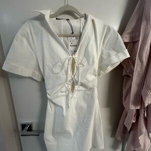 Zara white Lace-Up Front Tunic dress